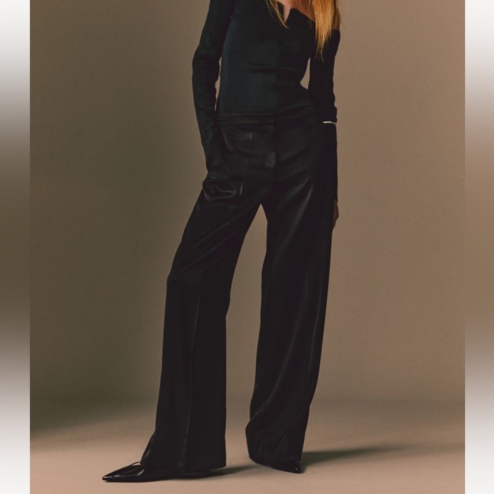 H&M Black Silky Trouser Pants